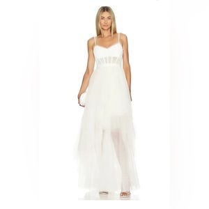 BCBG Katherine Tulle Evening Gown in Gardenia White, Size 4